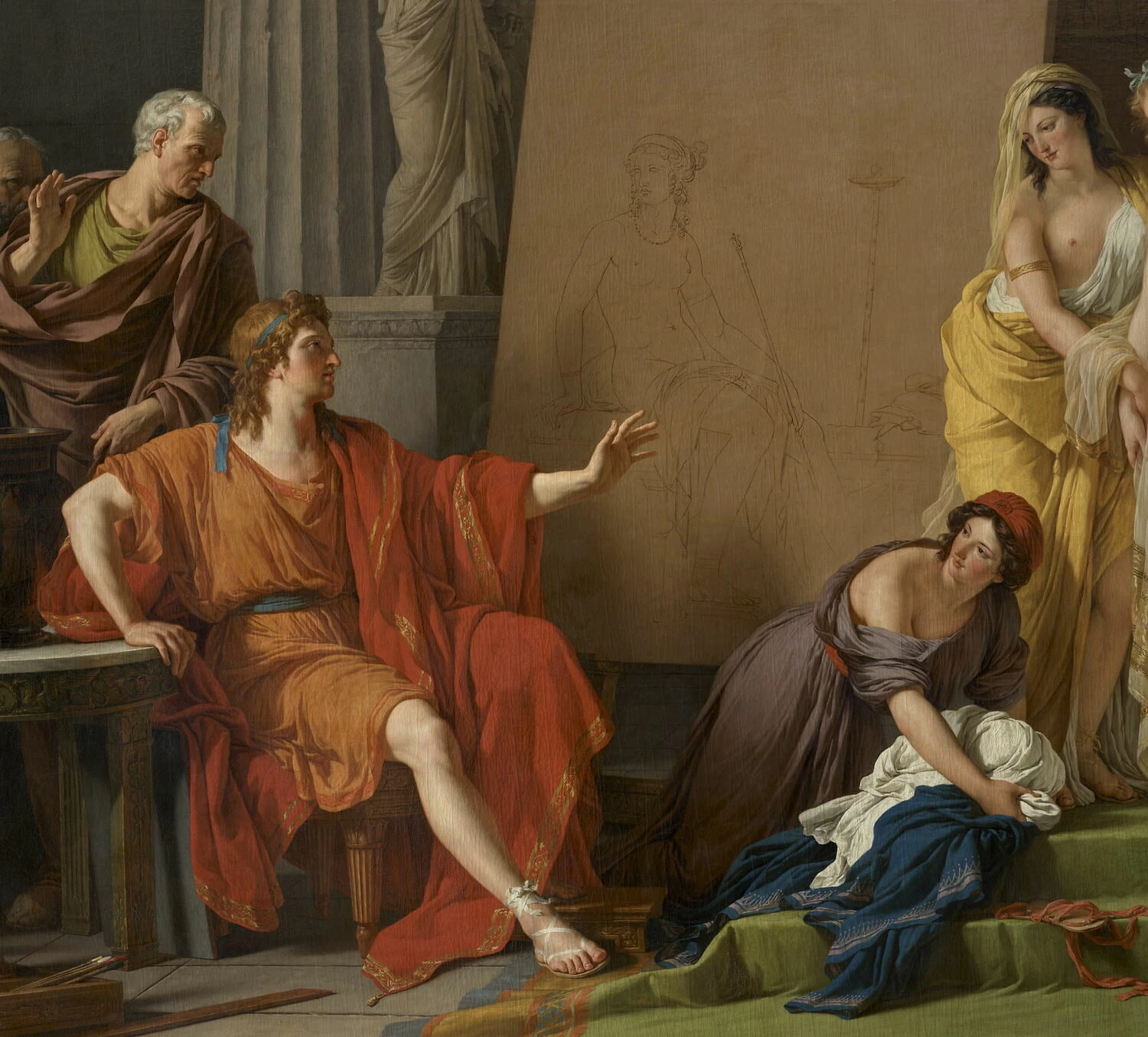 Giove sceglie i suoi modelli per l'immagine di Elena tra le ragazze di Crotone - Louvre, Parigi, dettaglio